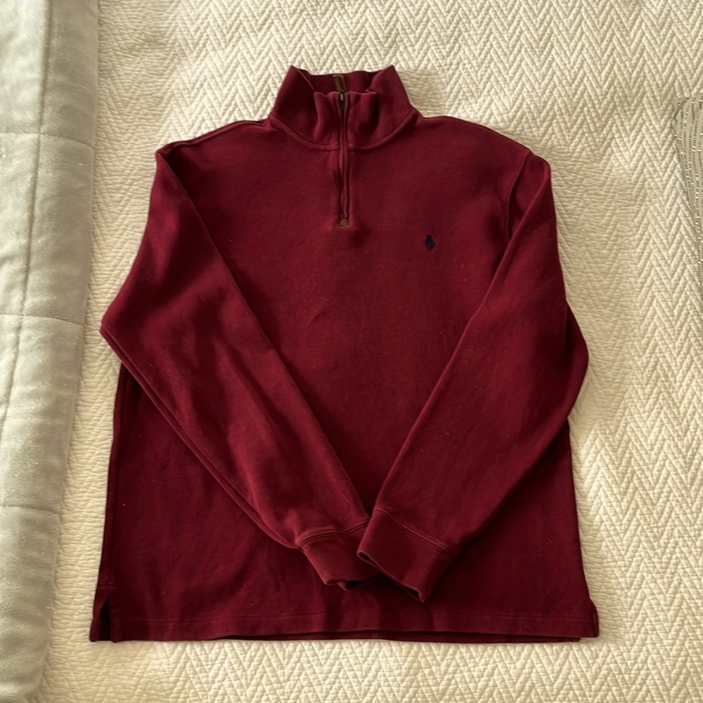 POLO by ralph Lauren men’s size large maroon quarter zip cotton sweater